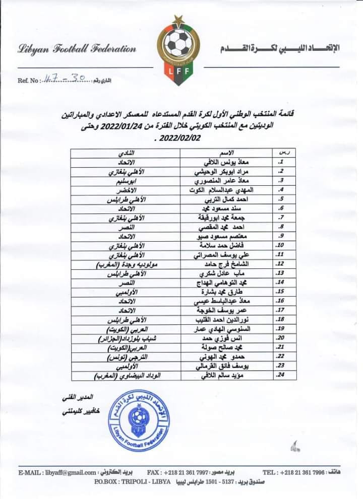 الإسباني خافيير كلمينتي يكشف عن قائمة المنتخب بينها وجوه جديدة