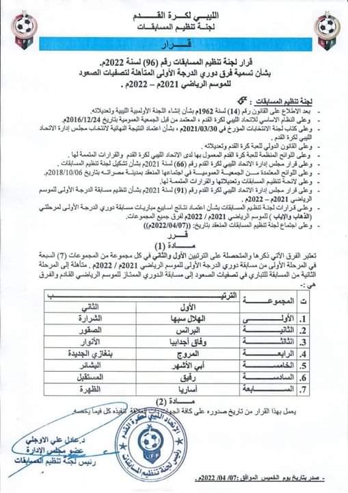 لجنة المسابقات تعتمد الفرق المتأهلة لتصفيات الصعود في الدوري الممتاز     