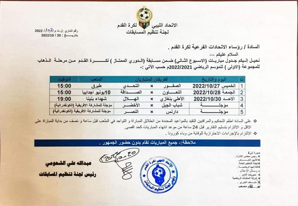 مواعيد الجولة الثانية من بطولة الدوري الممتاز لكرة القدم