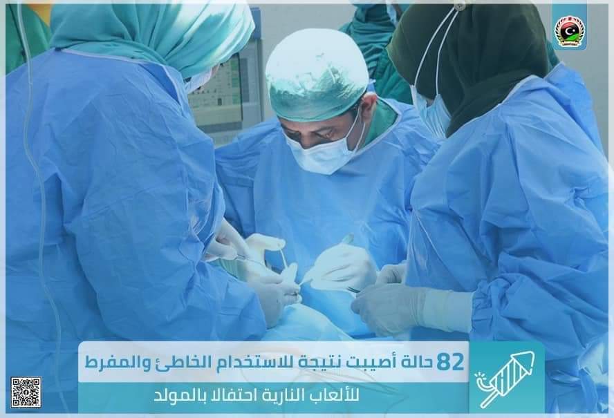 وزارة الصحة: 82 حالة أصيبت نتيجة الإستخدام الخاطئ للألعاب النارية في احتفالات المولد النبوي