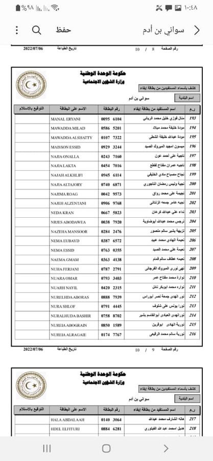 انجاز الدفعة الأولى لبطاقات الدفع المسبق لعدد من المستفيدات من منحة الزوجة والبنات ببلدية سواني بن آدم