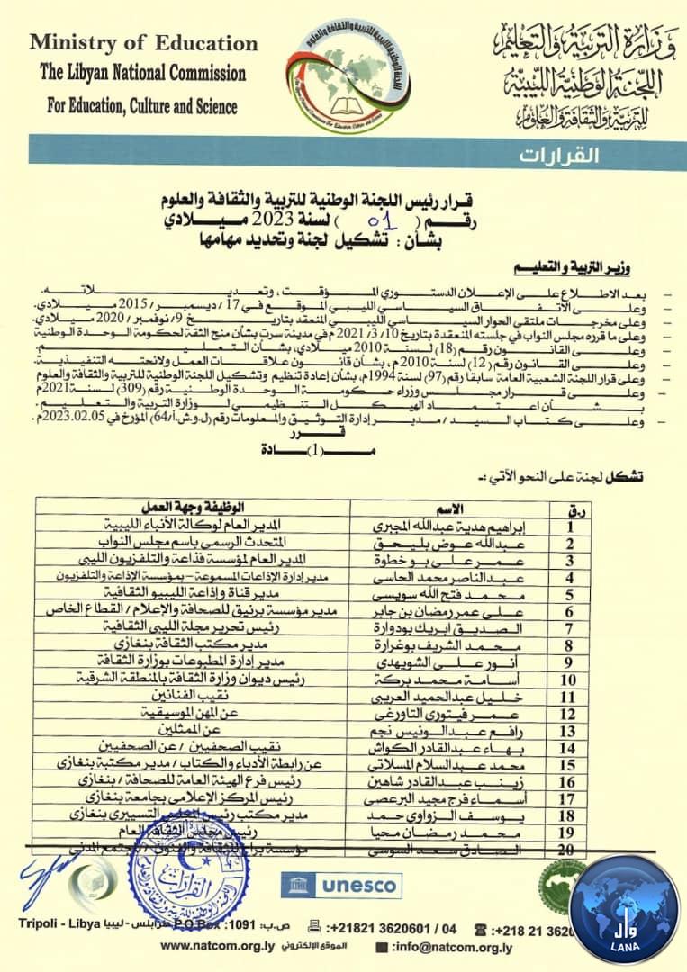 برئاسة مدير عام (وال) : تشكيل لجنة الاحتفاء بمدينة بنغازي عاصمة للثقافة في العالم الإسلامي للعام 2023 م